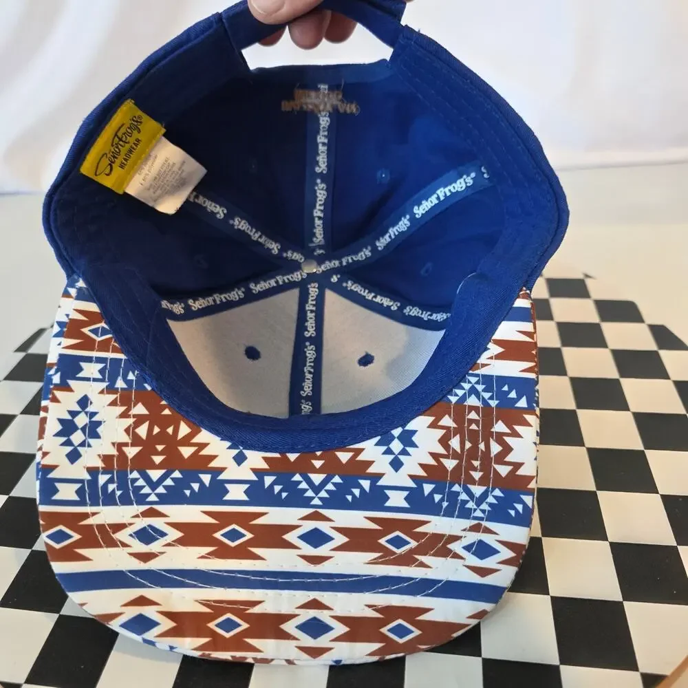 Señor Frog's Mazatlan Mexico Geometric Bill Snapback Hat Blue